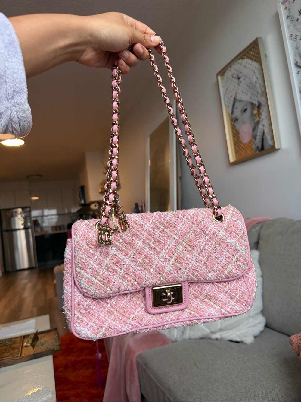 Karl Lagerfeld Tweed Shoulder Bag